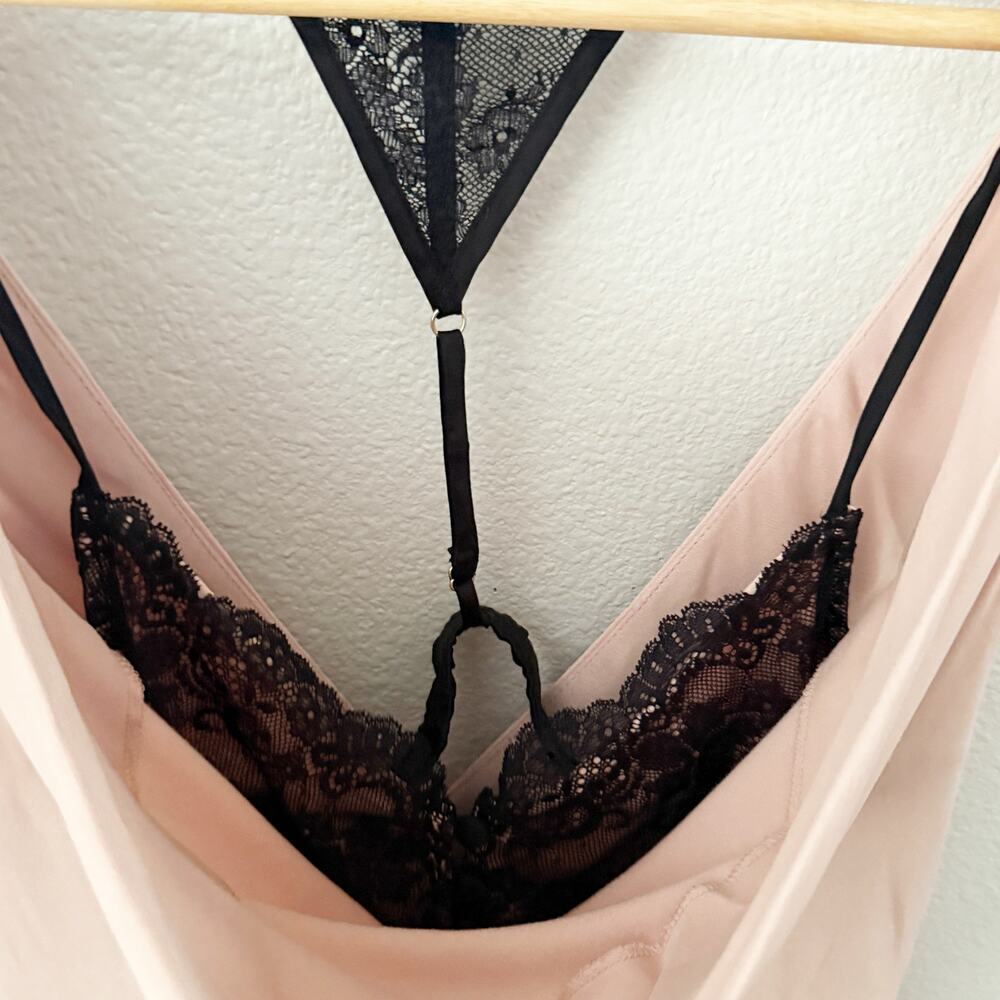 ANTHROPOLOGIE | Blush Pink Cowl-Neck  Twofer Slip Gown Lace Viscose | Medium - Picture 7 of 13